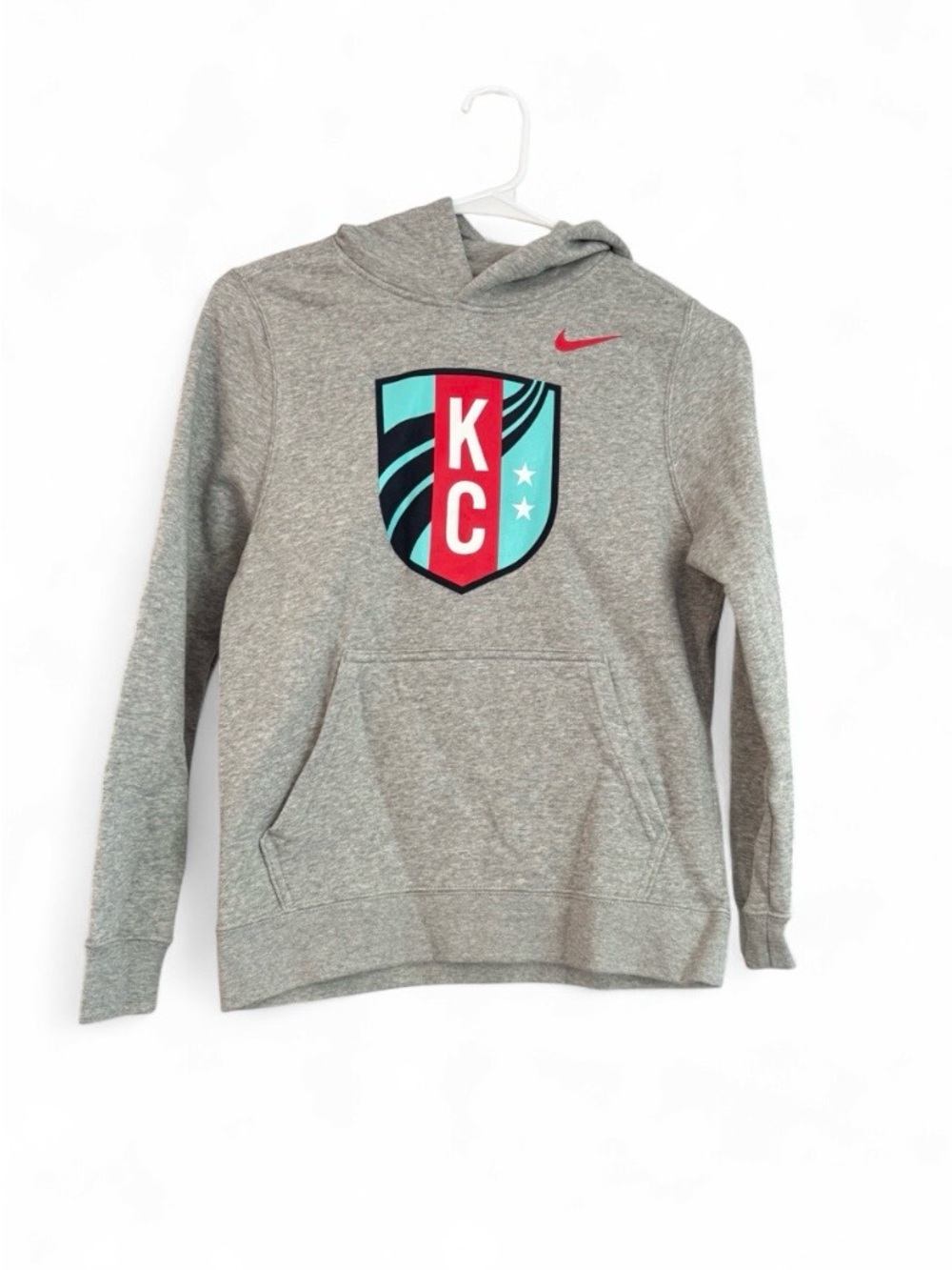 NWT Nike Boys Medium KC Current Crest Pullover Hoodie Heather Grey NWSL $65 MSRP